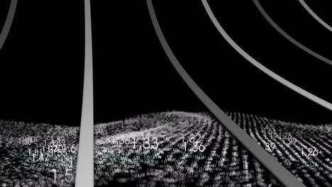 animación del procesamiento de datos sobre un fondo negro