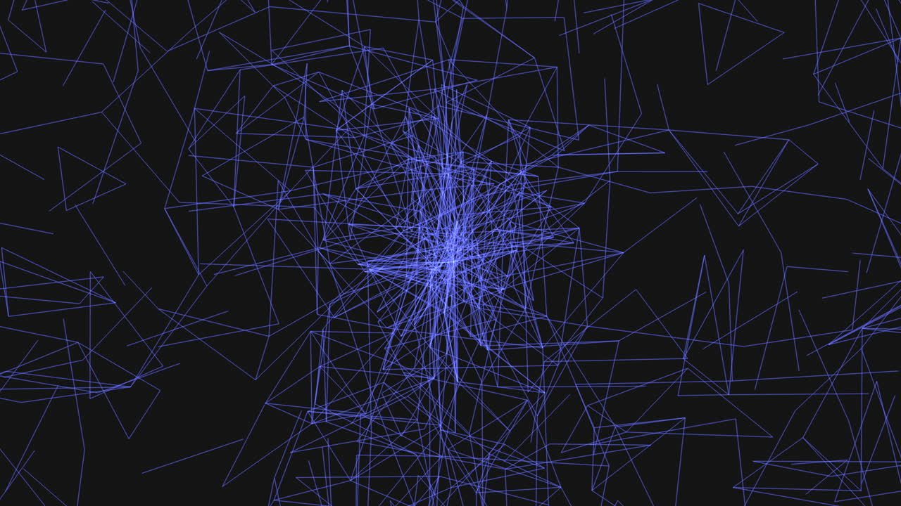 Intricate blue lines dance against dark background