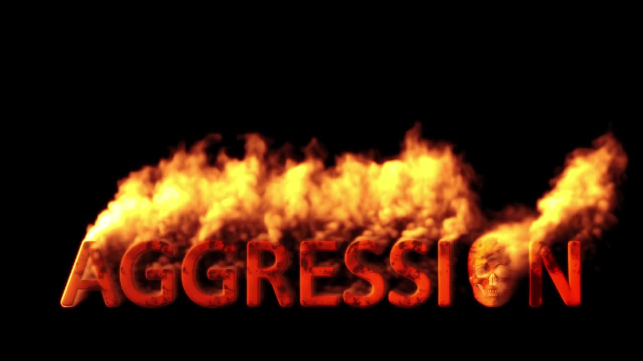 검은 바탕에 불타는 남자의 두개골과 함께 문자 공격, 고립 - 루프 비디오