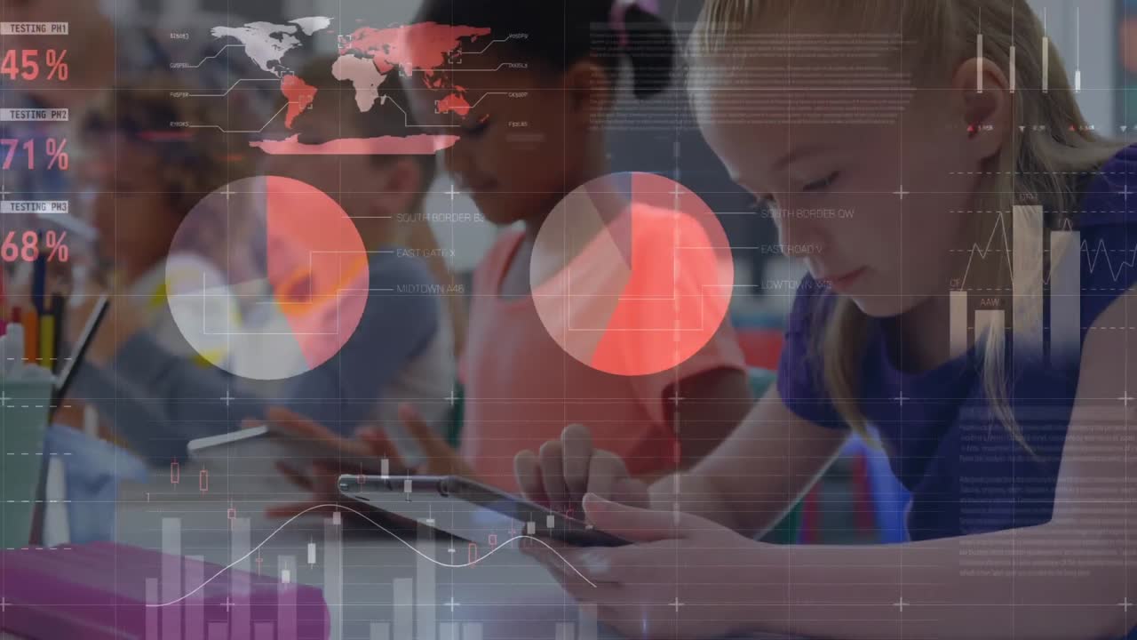 aula trabajando con la transición del gráfico de finanzas