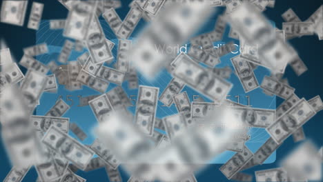 animation of american dollar bills over credit card