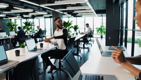 business professionals collaborating in a modern office