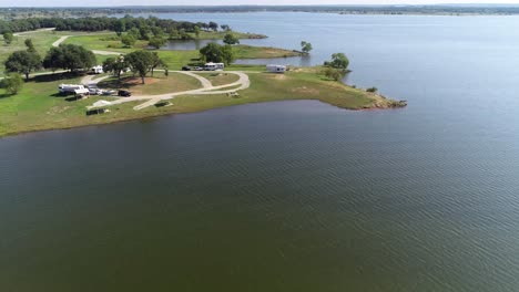 aerial video of lake proctor in comanche county in texas