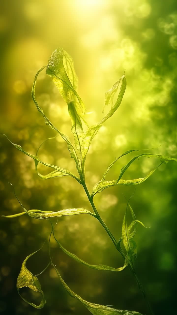 Parlak Bokeh Arka Planlı Eterik Yeşil Bitki