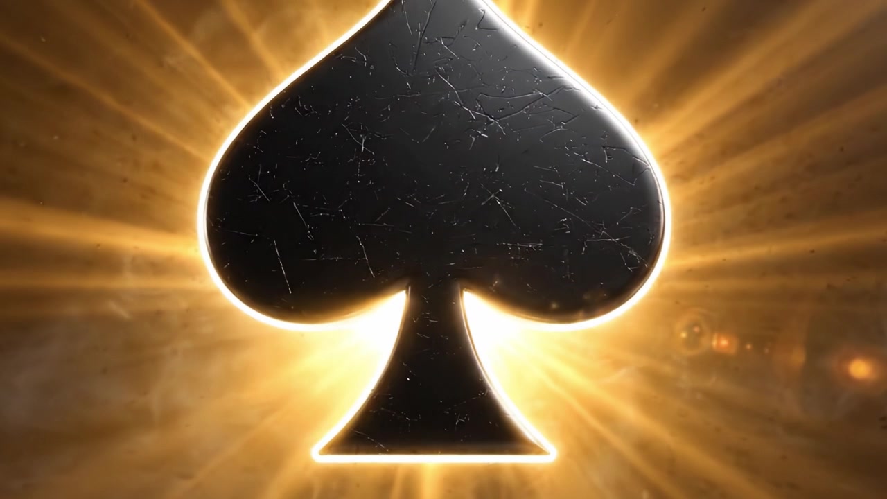 Illuminating Transformation of a Classic Symbol: A Spade Emerging from Mysterious Darkness Surrounded by Ethereal Smoke and Radiant Light