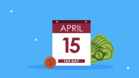 tax day animation with calendar and money