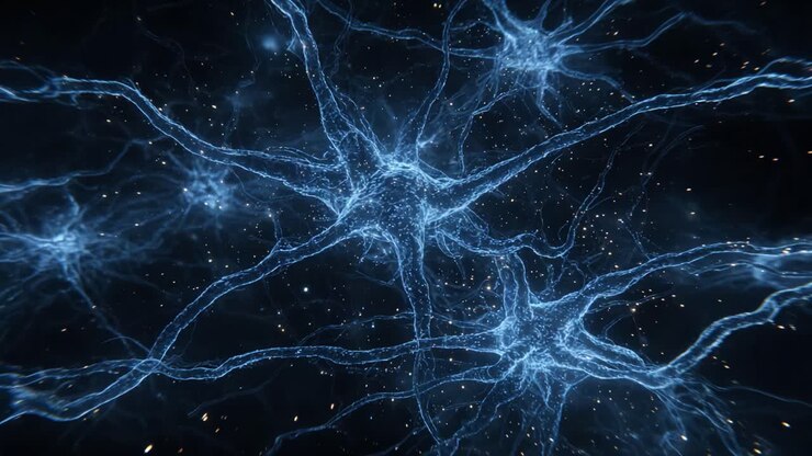 Exploring the Intricate Neural Network: A Journey Through the Stunning Visuals of Neurons and Synapses in a Mesmerizing Electric Field