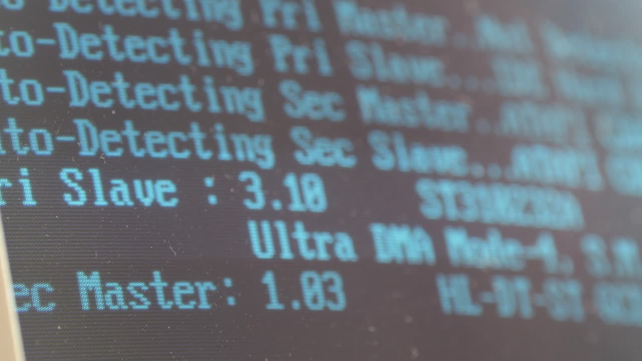 Man working and gaming on retro computer PC, IT engineer with vintage computer at home, using old fashion technology, close up of retro setup.