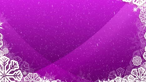 Animation-of-christmas-decoration-with-snow-falling-on-purple