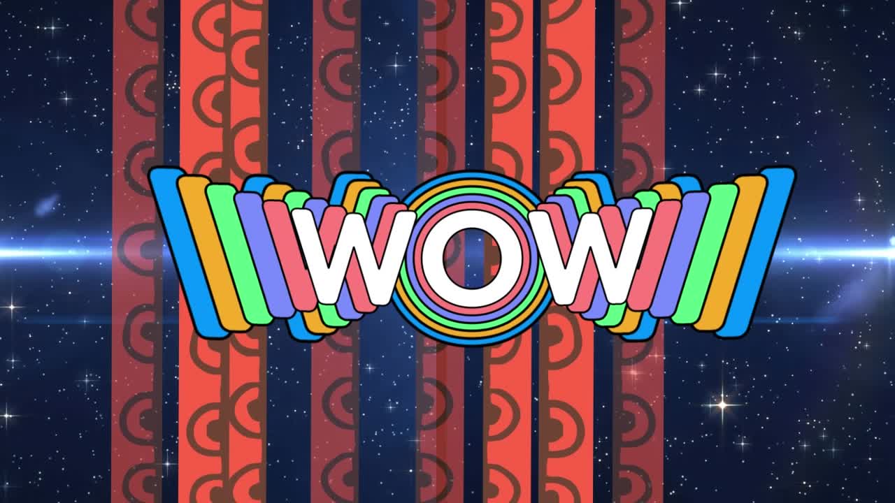 Video with orange strips, wow text symbolizes energy and connection