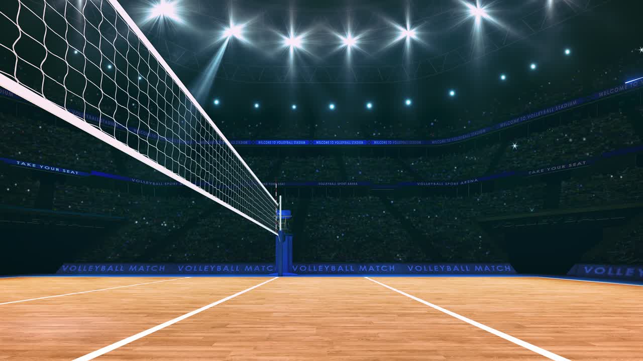 Volleyball court from the player's view under the net.