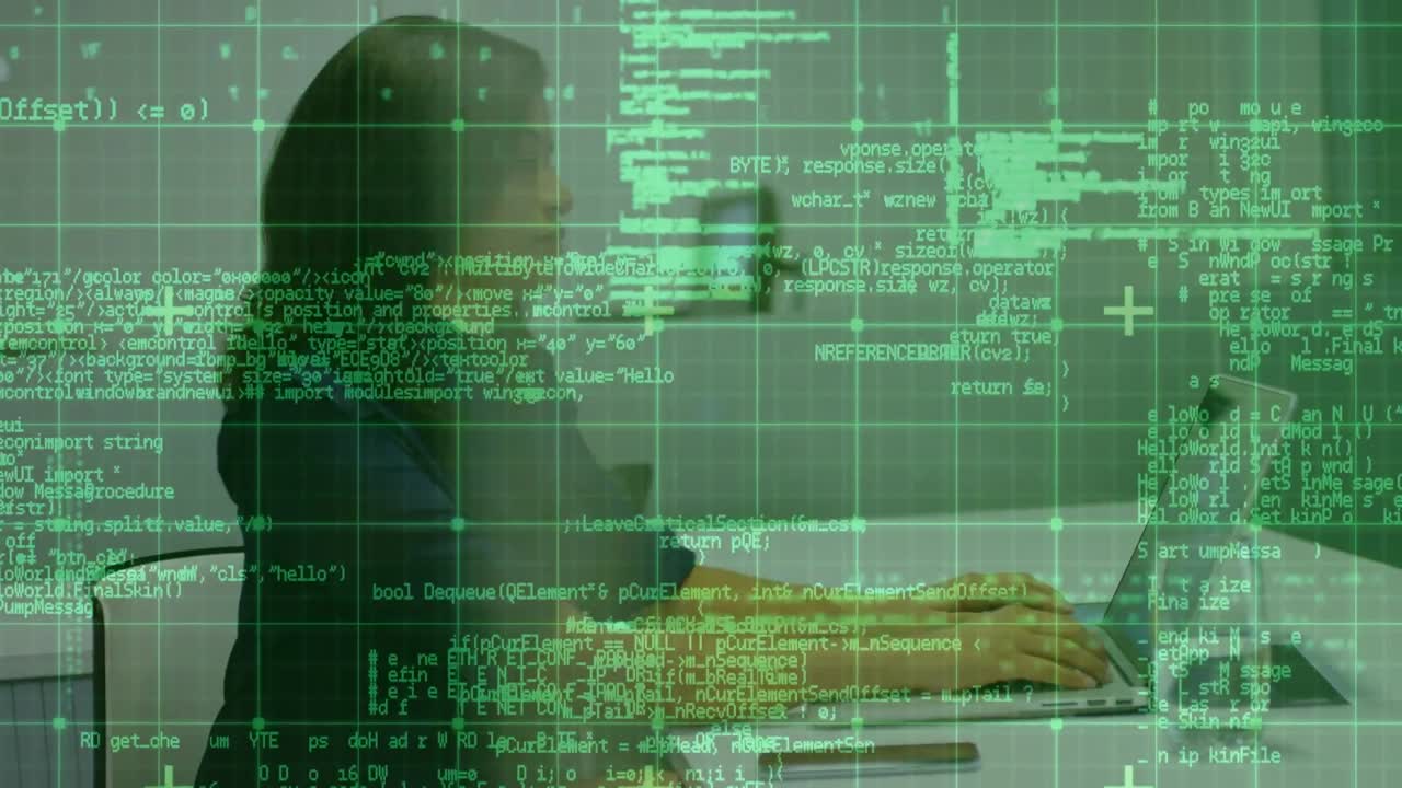 animação de processamento de dados sobre empresário usando laptop