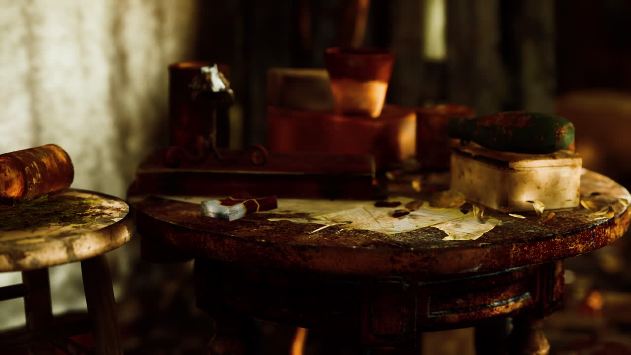 arruinado abandonado cubierto de plantas interior