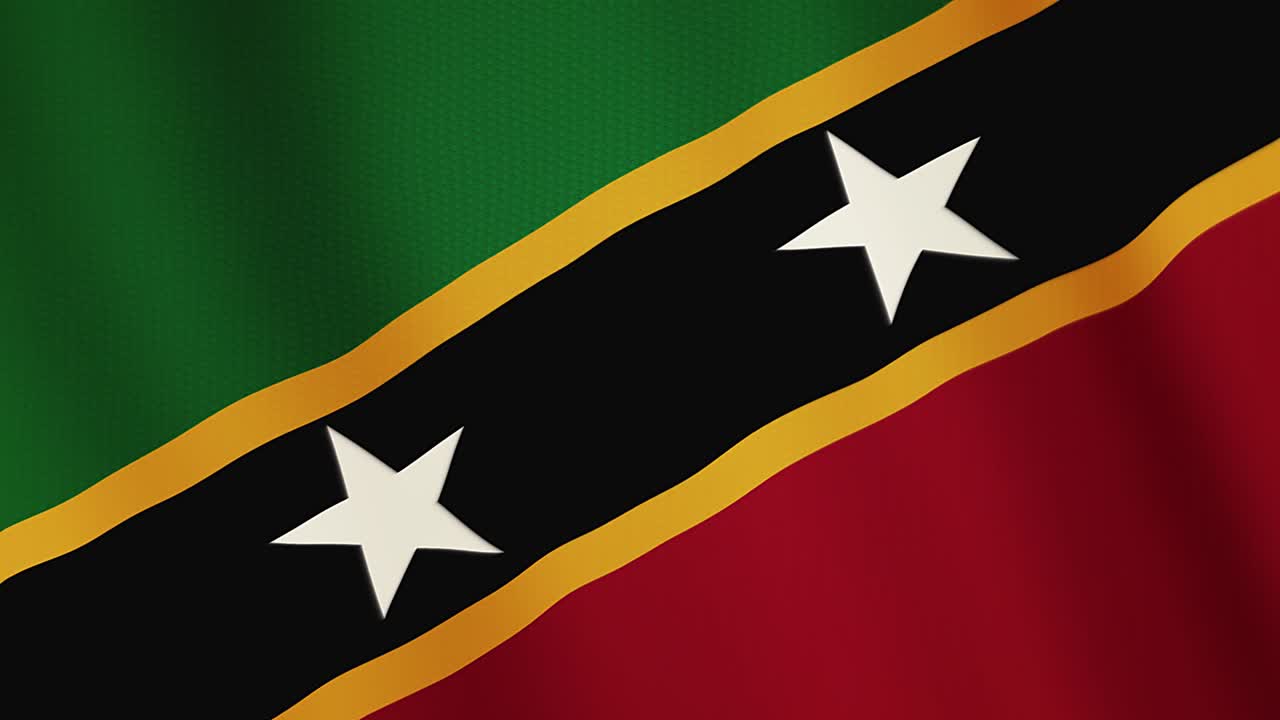 Animazione della bandiera di Saint Kitts e Nevis che sventola. Schermo intero. Simbolo del paese.