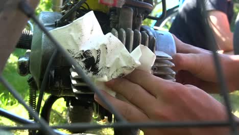 reparing old moped, in denmark