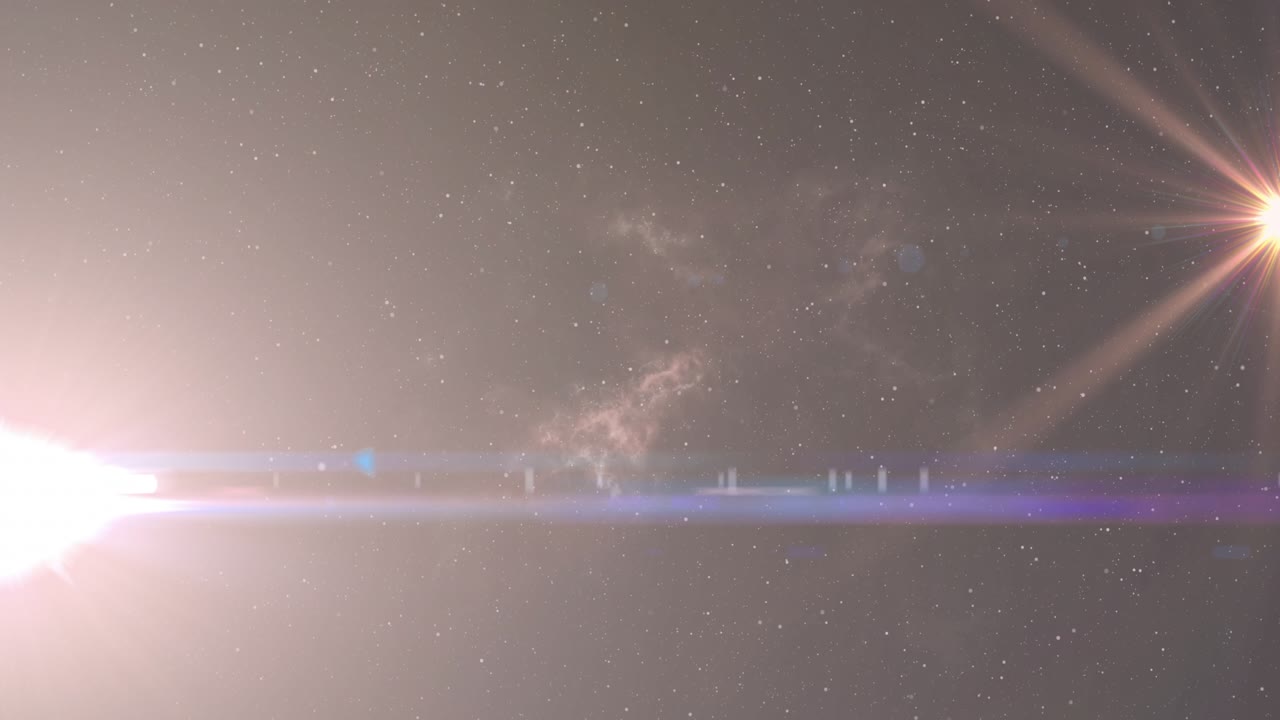 左側の明るい星がフレアを引き起こし、星雲が鮮明化しブルームが変化しながらフィラメントを露出させる様子