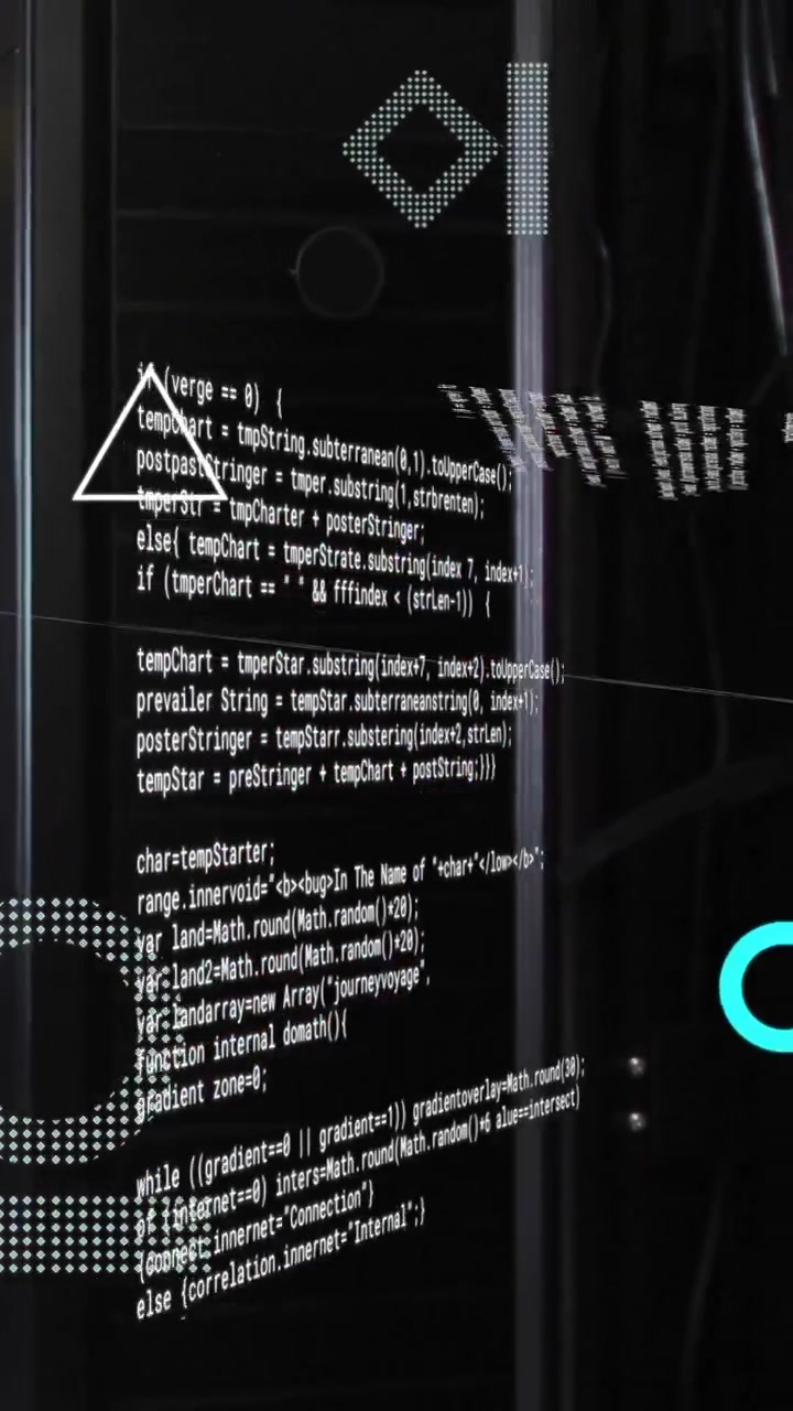 Animation of rotating shapes and data processing over computer servers