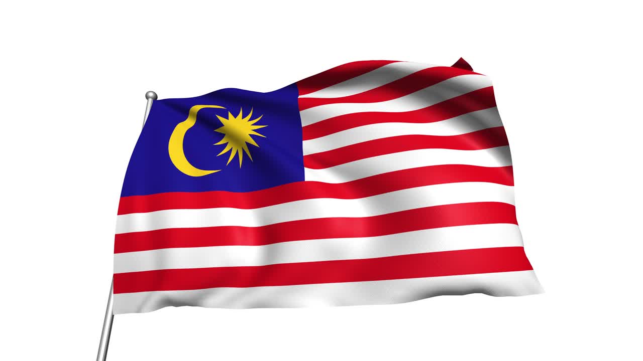 Bandiera della Malesia con struttura in tessuto nel vento (canale alfa, ripetibile)