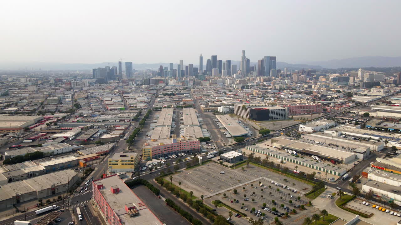 Vista aerea panoramica del paesaggio urbano del centro di Los Angeles