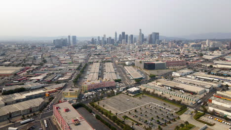 panoramic aerial view of downtown los angeles cityscape