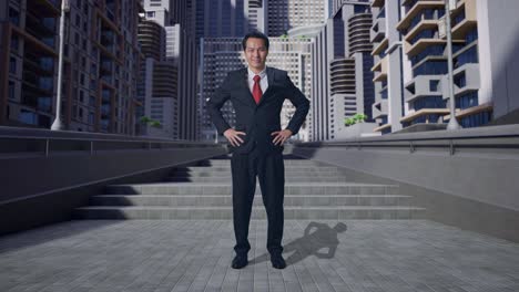 hombre de negocios frente a edificios modernos