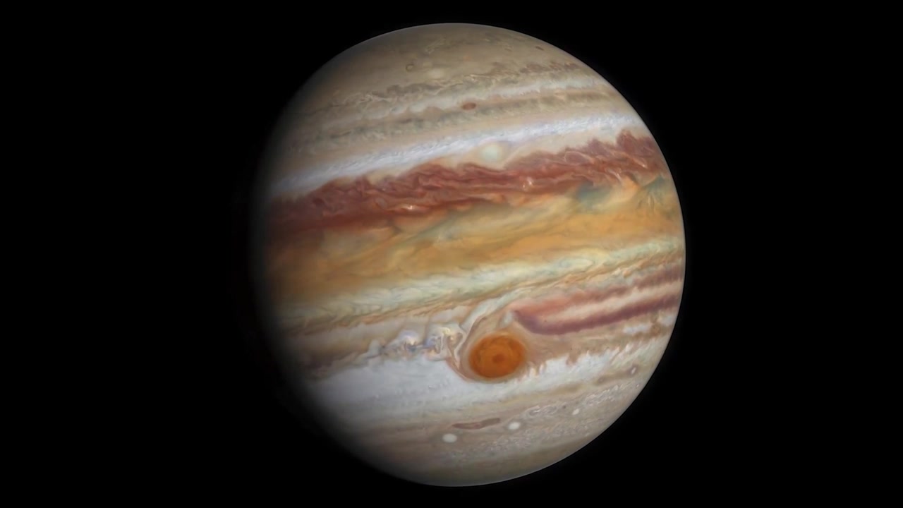 Jupiter planet rotating in its own orbit. Universe science astronomy.