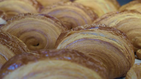 close-up of freshly baked croissants