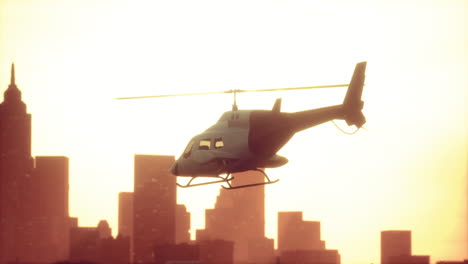 silhouette helicopter at city scape background