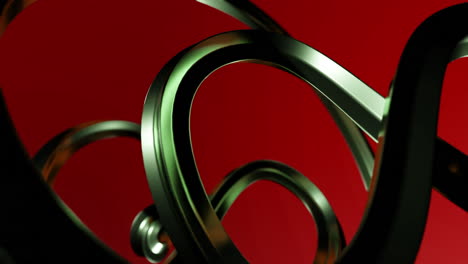 abstract metal curves on red background