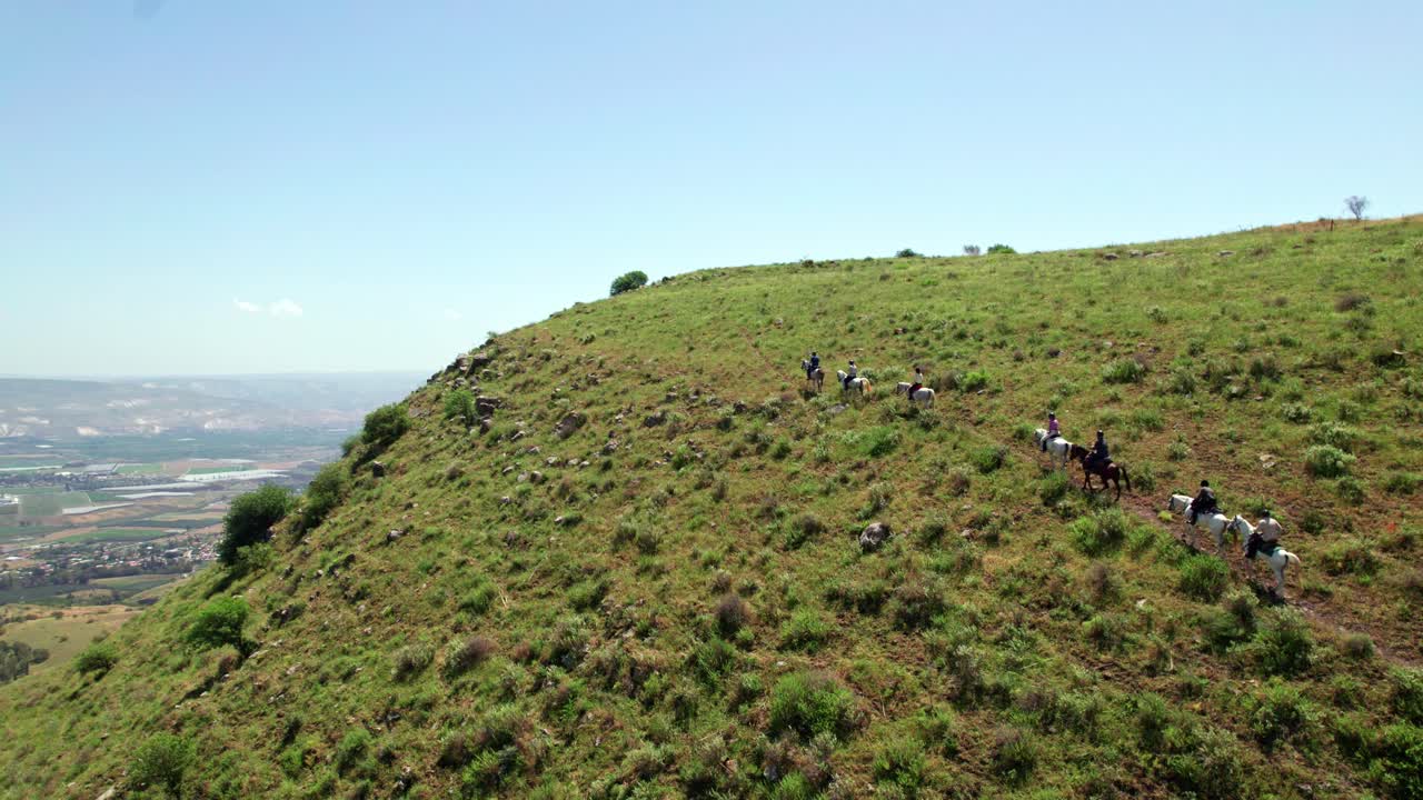 갈릴리 바다 위 에 있는 언덕 에 올라가는 말 들 - 이스라엘 2