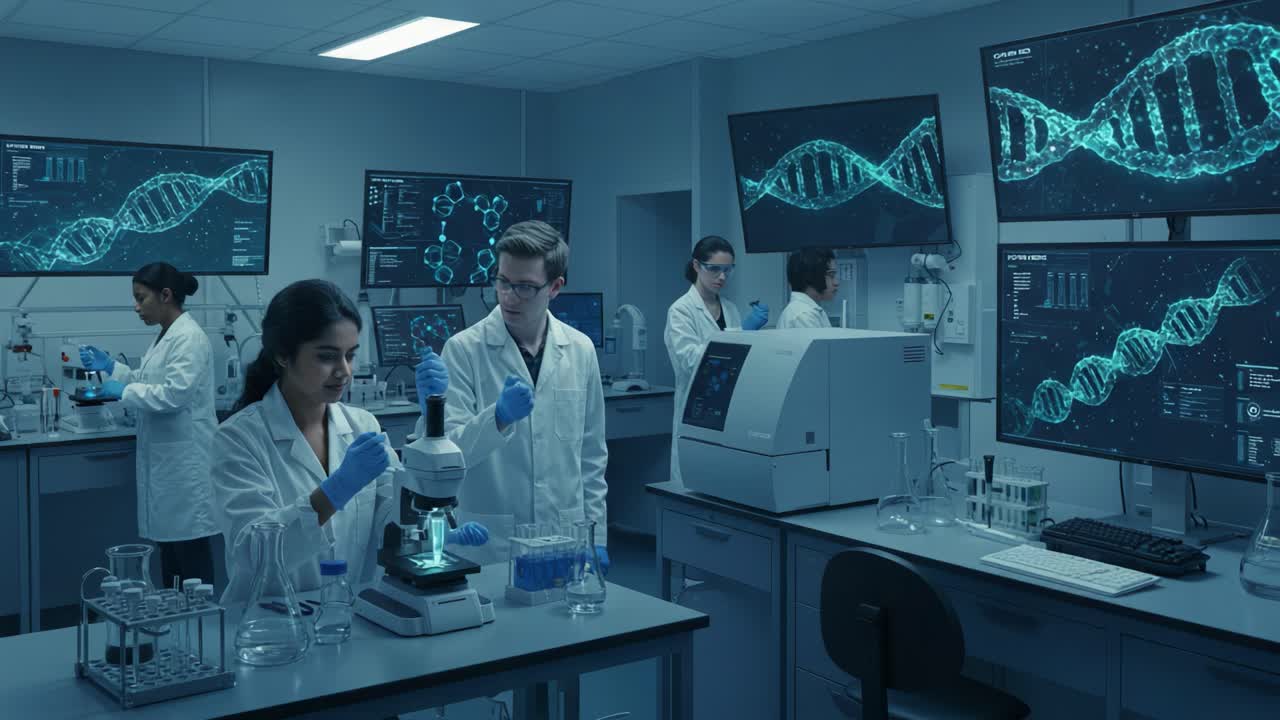 Exploring Genetic Innovations: A Dynamic Laboratory Scene Featuring ...