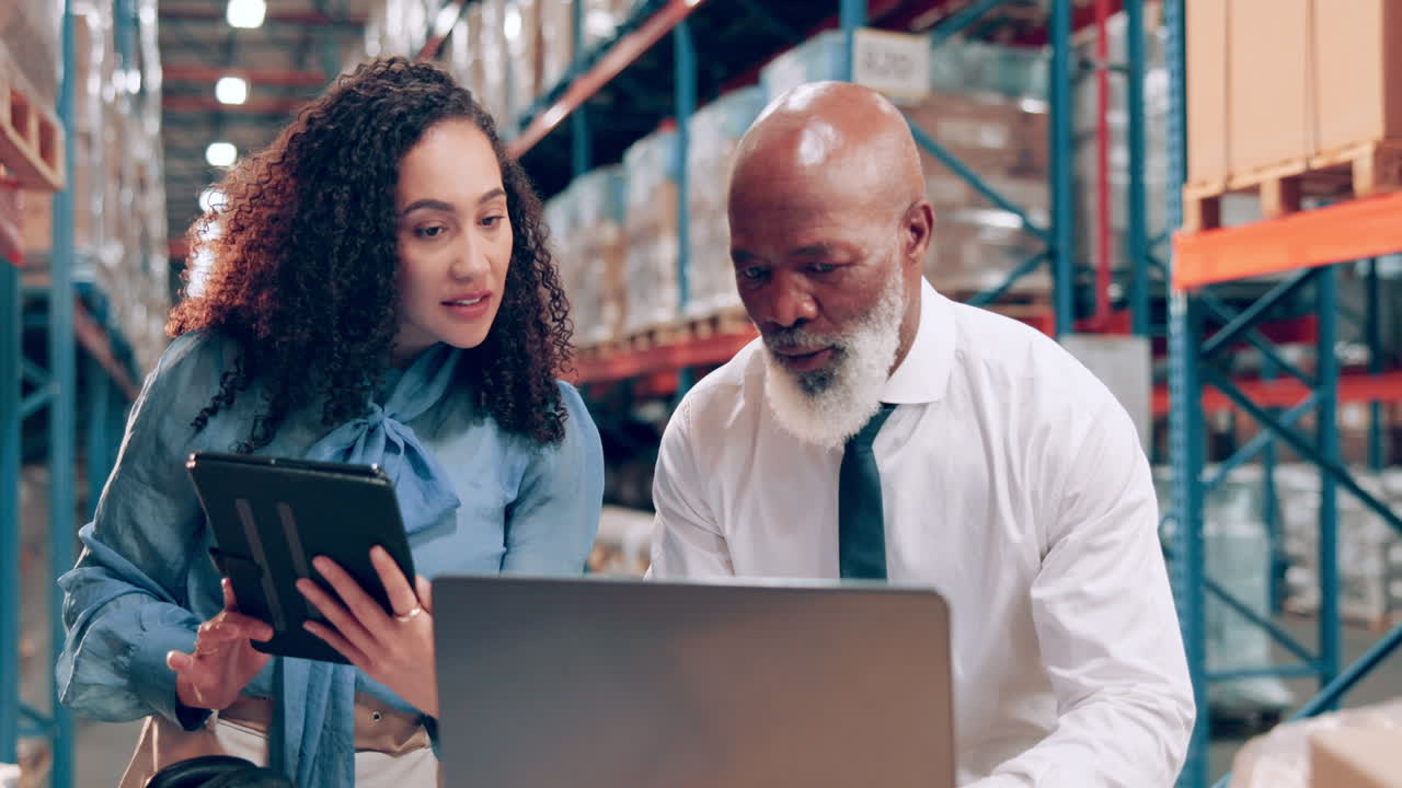 Business meeting in a warehouse