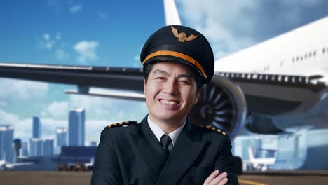 smiling pilot at airport