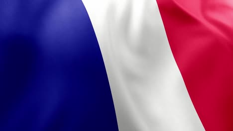 close up realistic animation of french national flag (tricolore) waving gently. blue, white, red vertical stripes. seamless loop for european patriotism, travel, france