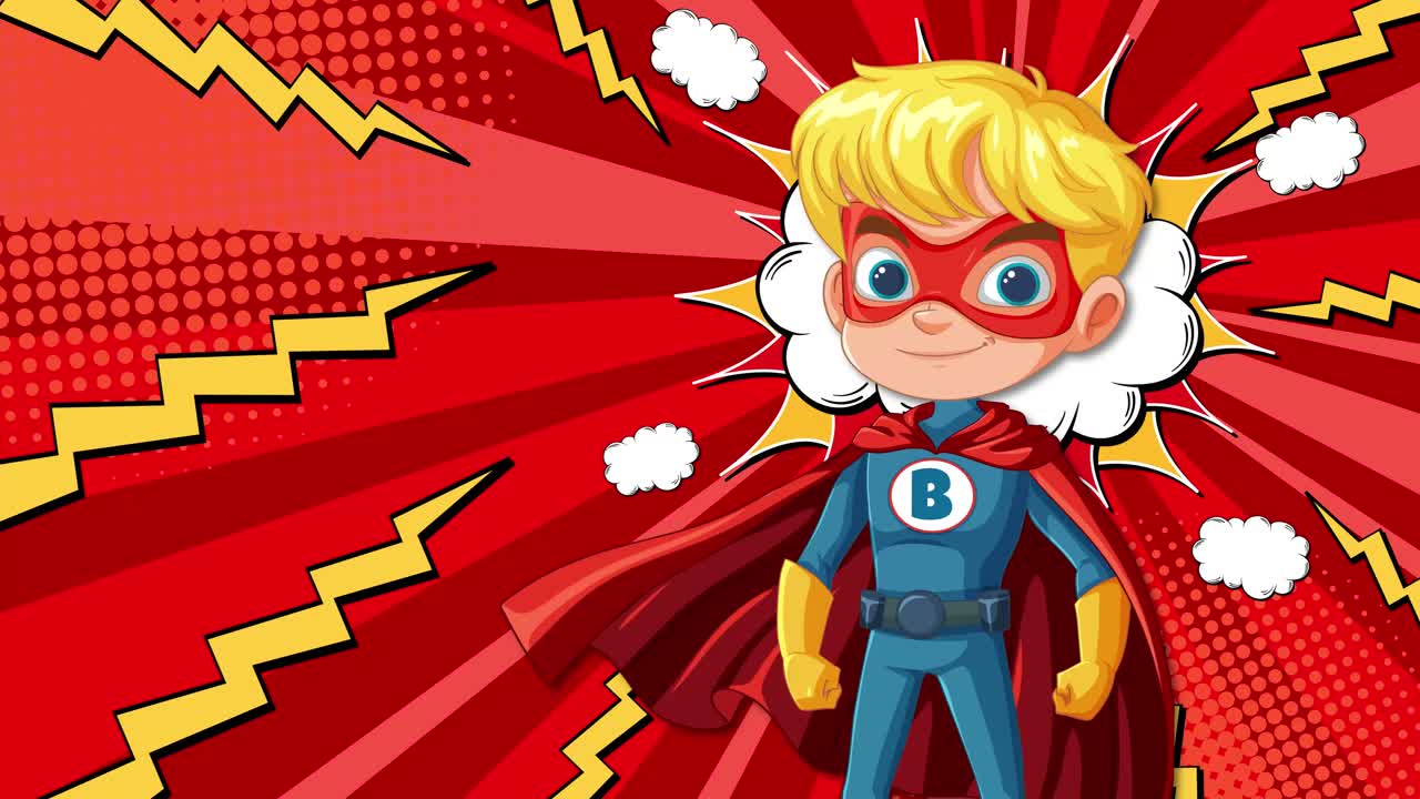 슈퍼히어로가 역동적인 코 효과로 변신합니다.