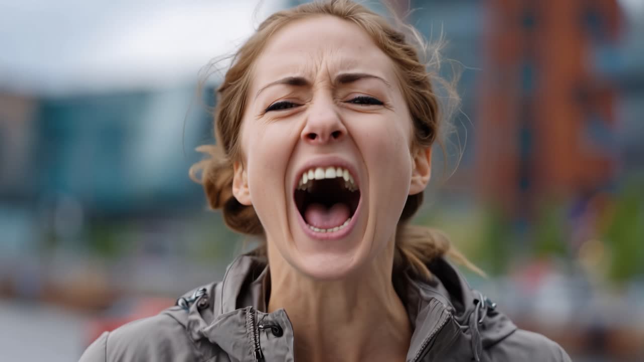 Emotional Transformation: A Woman's Journey from Anger to Calmness Captured in Two Powerful Frames, Showcasing the Depth of Human Emotion and Expression