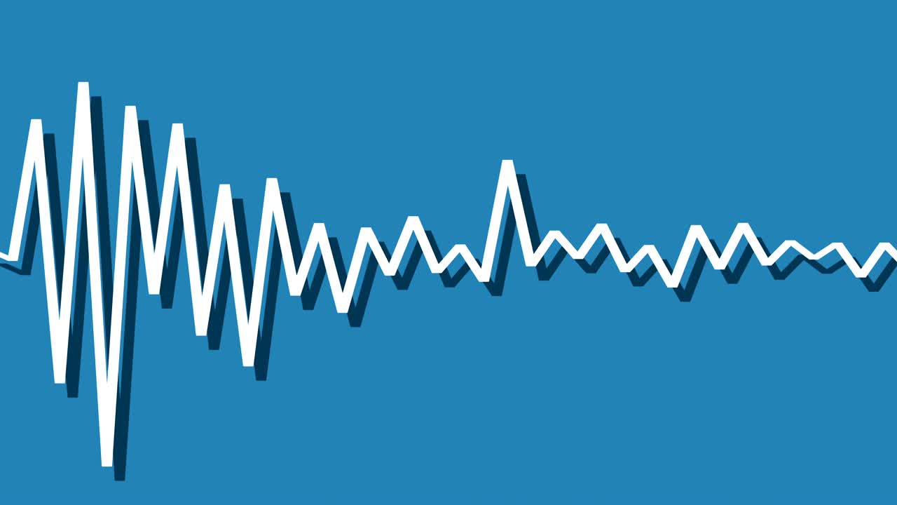 abstract audio spectrum equalizer single line with shadow on bright background blue