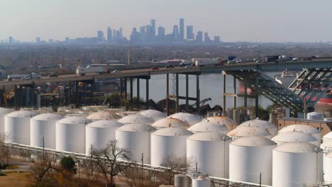 Aerial-of-Chemical-and-refinery-plants-in-Houston,-Texas