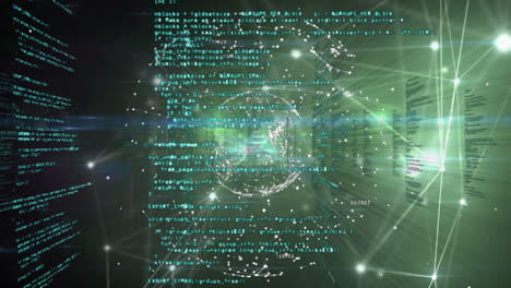Animation of data processing and networks of connections over globe