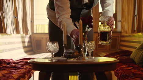 vintage train carriage dining scene