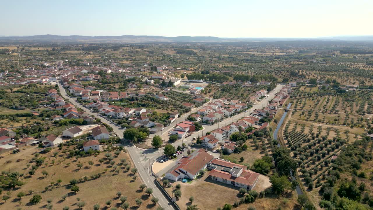 Aerial Orbit of Ladoeiro Village, Castelo Branco Plains, Portugal