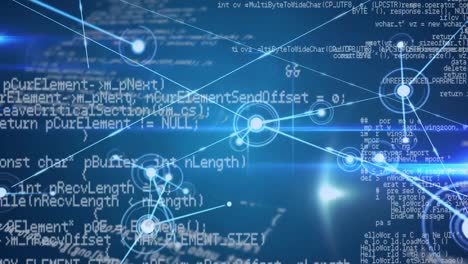 animation of financial data processing on blue background