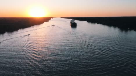 cargo ship crossing parana river in argentina