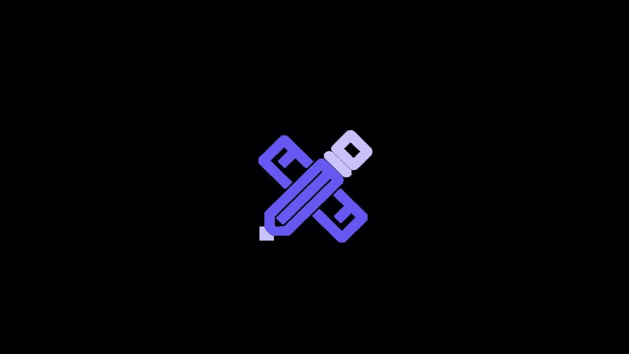Animated Purple Pencil and Ruler Icon on Black Background