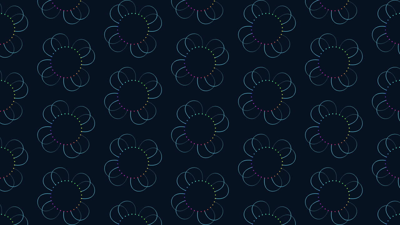 활기차고 역동적인 원형 꽃 패턴