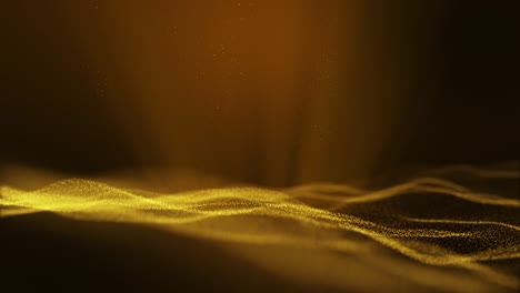 dark yellow gold particle form abstract animation background with falling and flicker light beam ray particles.