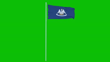 la bandera del estado de luisiana ondeando en el viento en la pantalla verde o en el fondo de la tecla de croma. animación en 4k