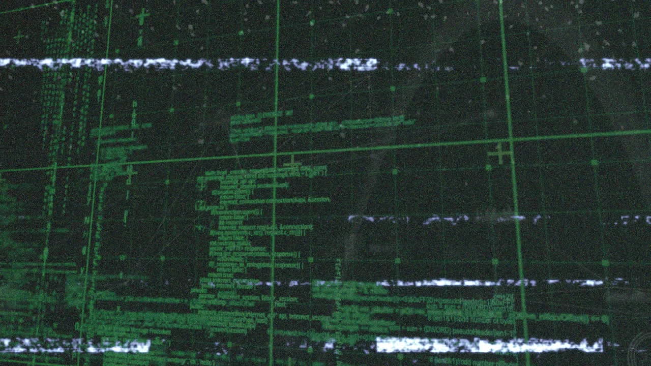 animación del efecto de falla contra el procesamiento de datos a través de la red de red sobre fondo verde