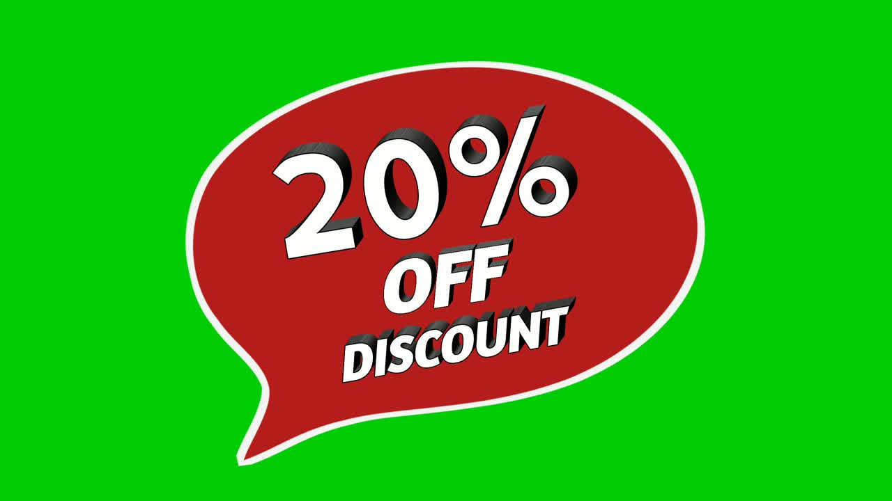 descuento de venta 20% por ciento pegatinas animación gráficos de movimiento