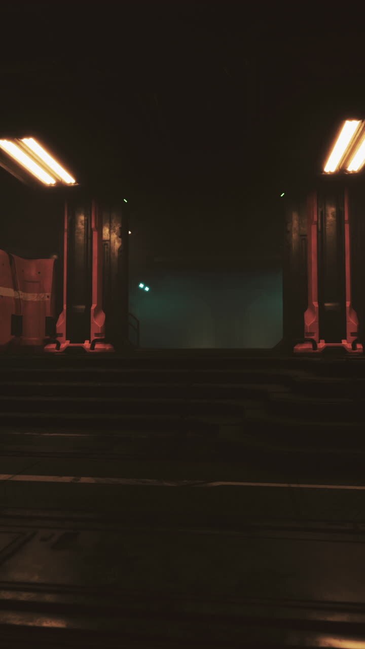 Empty corridor with reflective wall